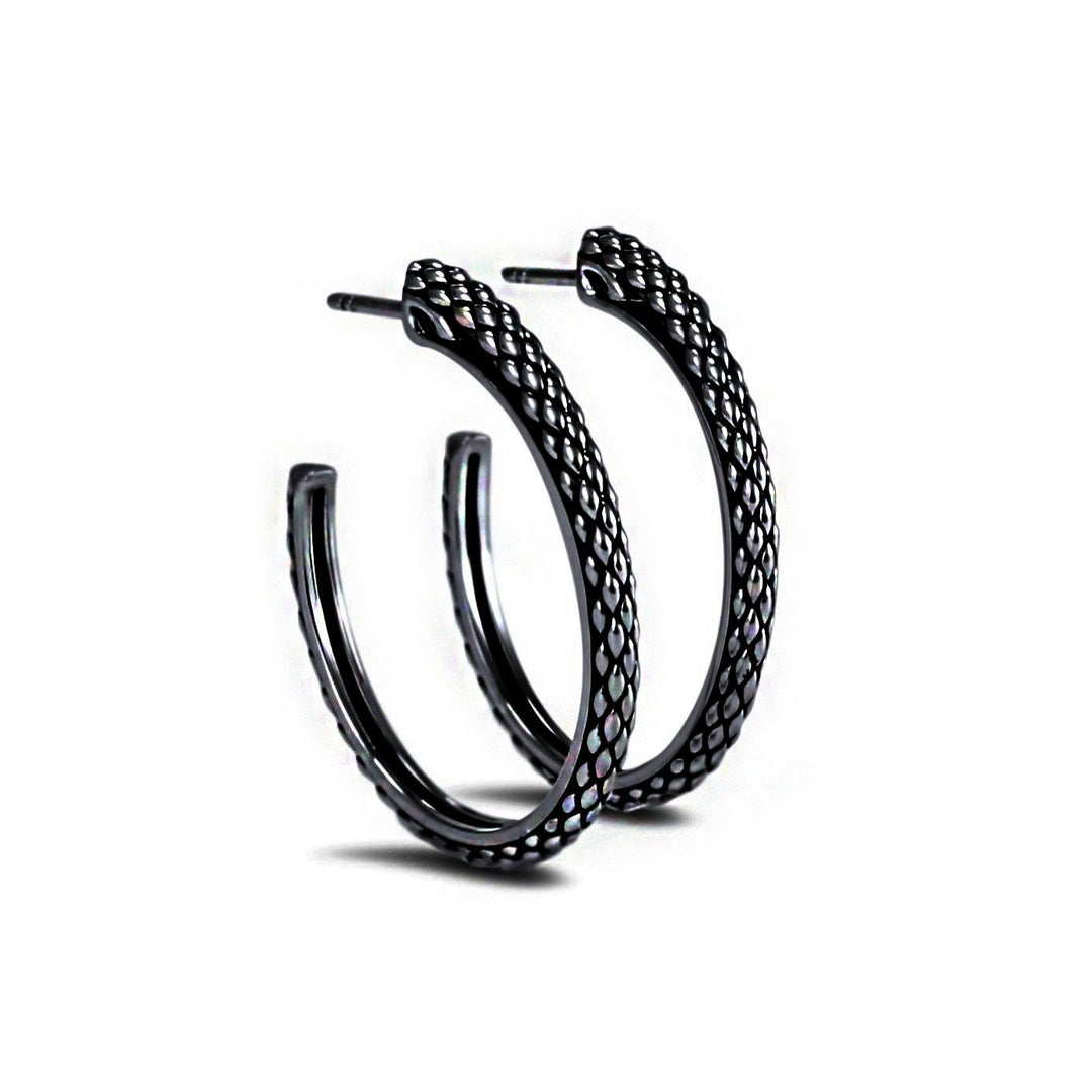 black ruthenium hoop earrings