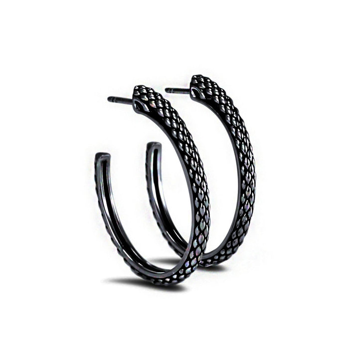 black ruthenium hoop earrings