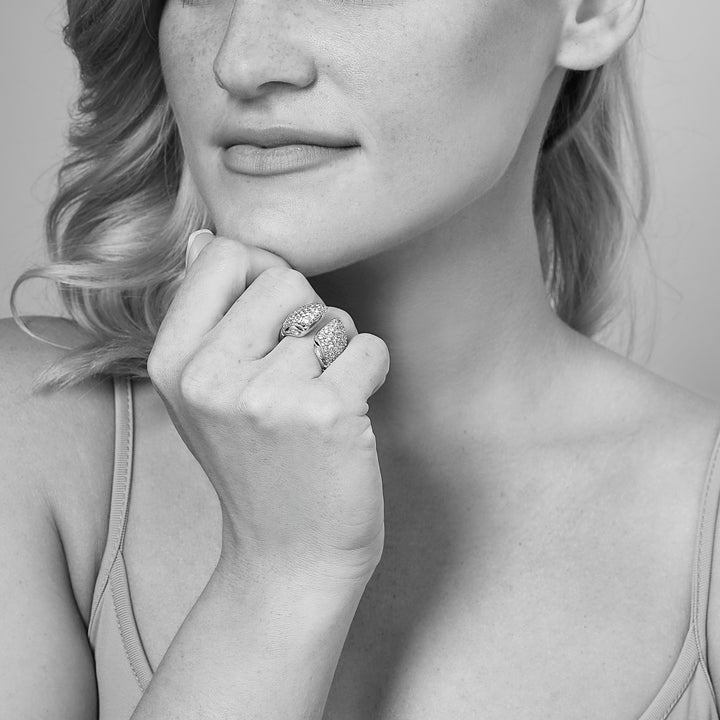 Spirit Pavé Stack Ring 13mm - Sterling Silver + CZ Noir