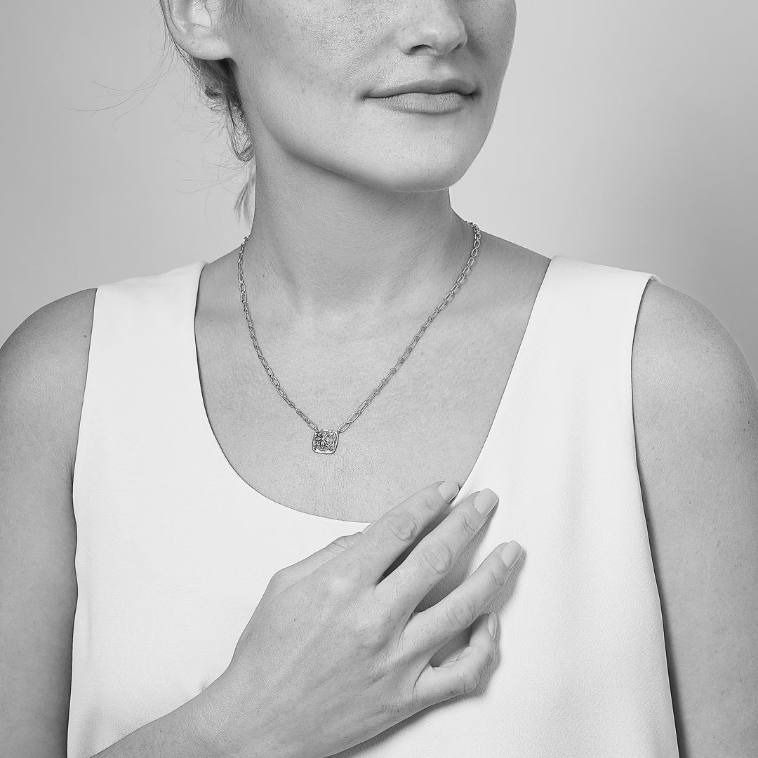 Insignia Petite Pavé Necklace - 18K Gold Vermeil + CZ Noir