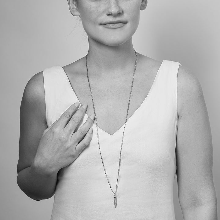 Stiletto Pavé Bar Chain Pendant - Black Ruthenium Vermeil + CZ Blanc