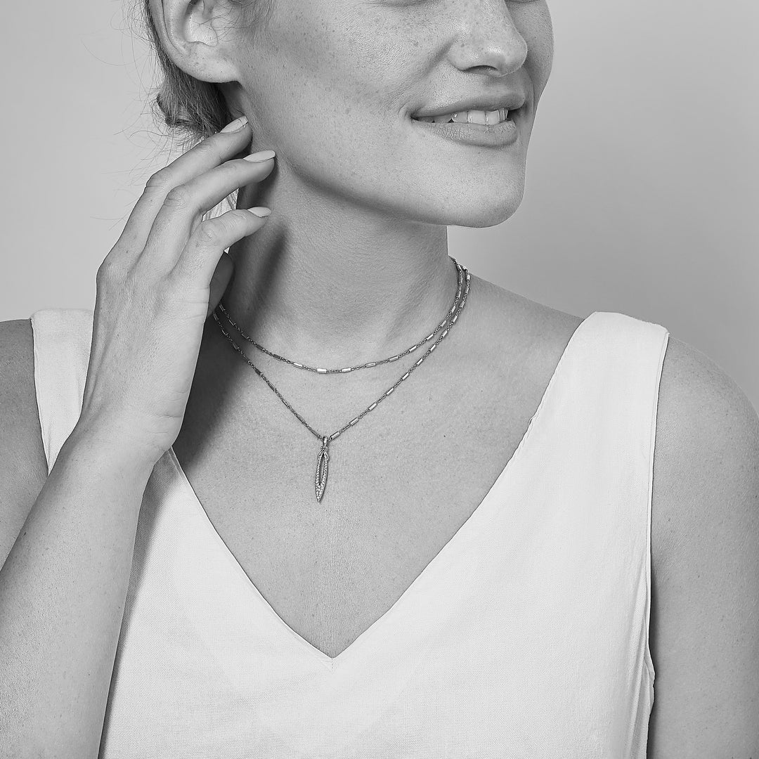 Stiletto Pavé Bar Chain Pendant - Black Ruthenium Vermeil + CZ Blanc