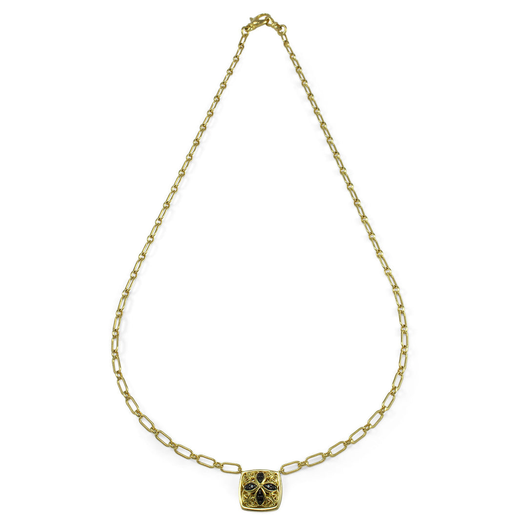 Insignia Petite Pavé Necklace - 18K Gold Vermeil + CZ Noir