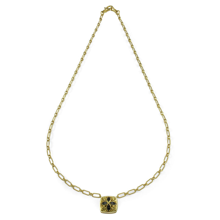 Insignia Petite Pavé Necklace - 18K Gold Vermeil + CZ Noir