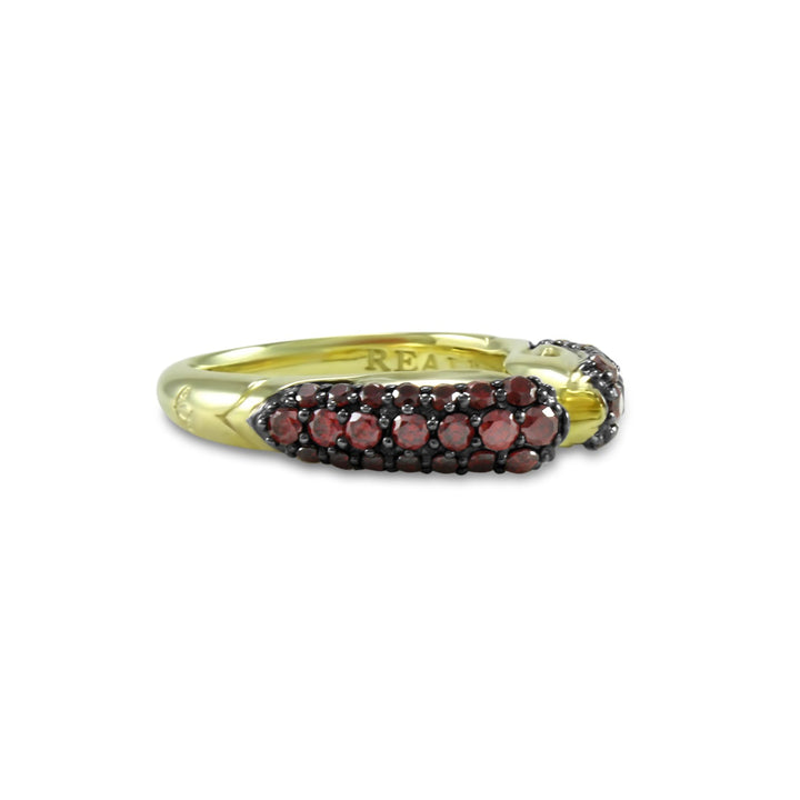 Spirit Pavé Stack Ring 5mm - 18K Gold Vermeil + CZ Rouge