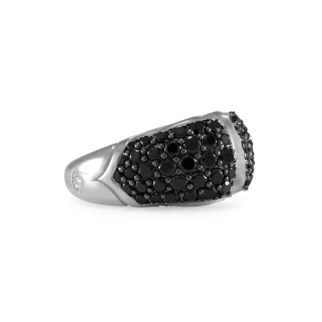 Spirit Pavé Stack Ring 13mm - Sterling Silver + CZ Noir