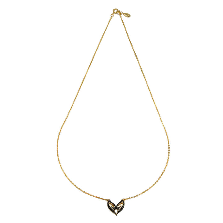 V Pavé Pendant - 18K Gold Vermeil + CZ Noir