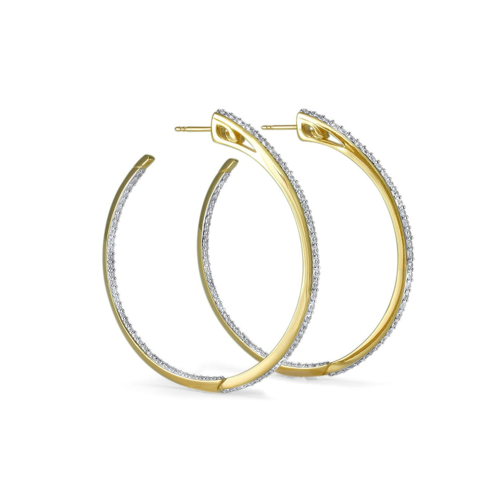 gold pave hoop earrings
