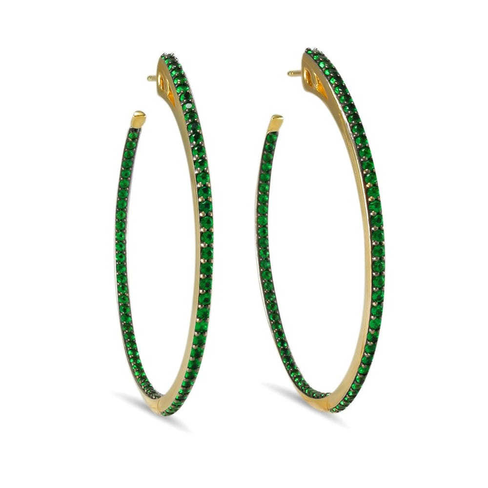 green gemstone hoop earring