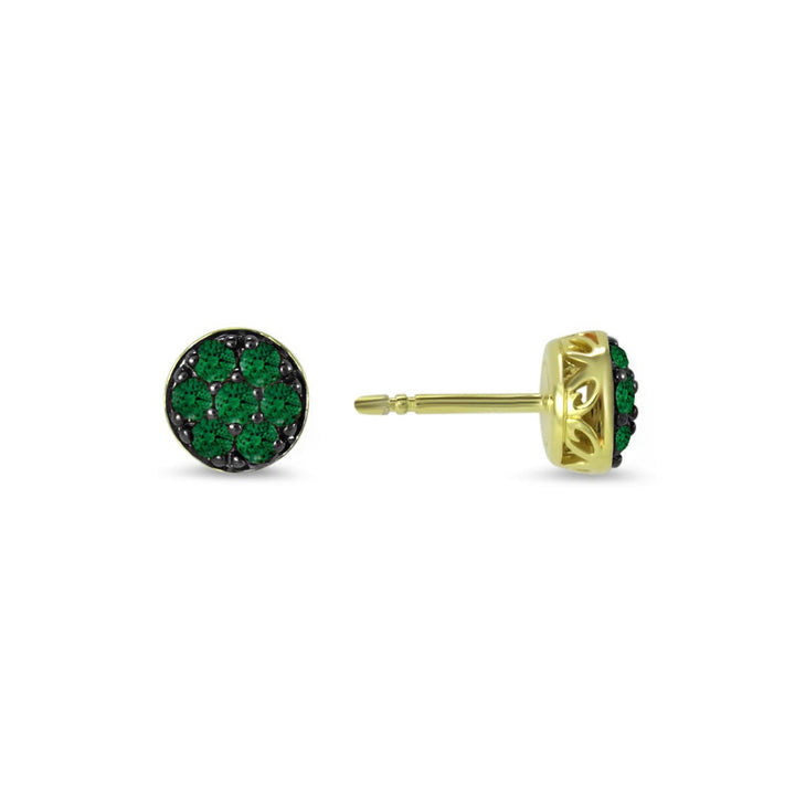 Destiny Pavé Stud Earring - 18K Gold Vermeil + CZ Vert