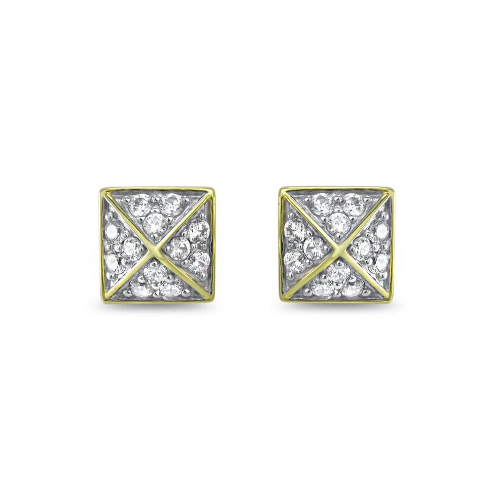 gold pave stud earrings
