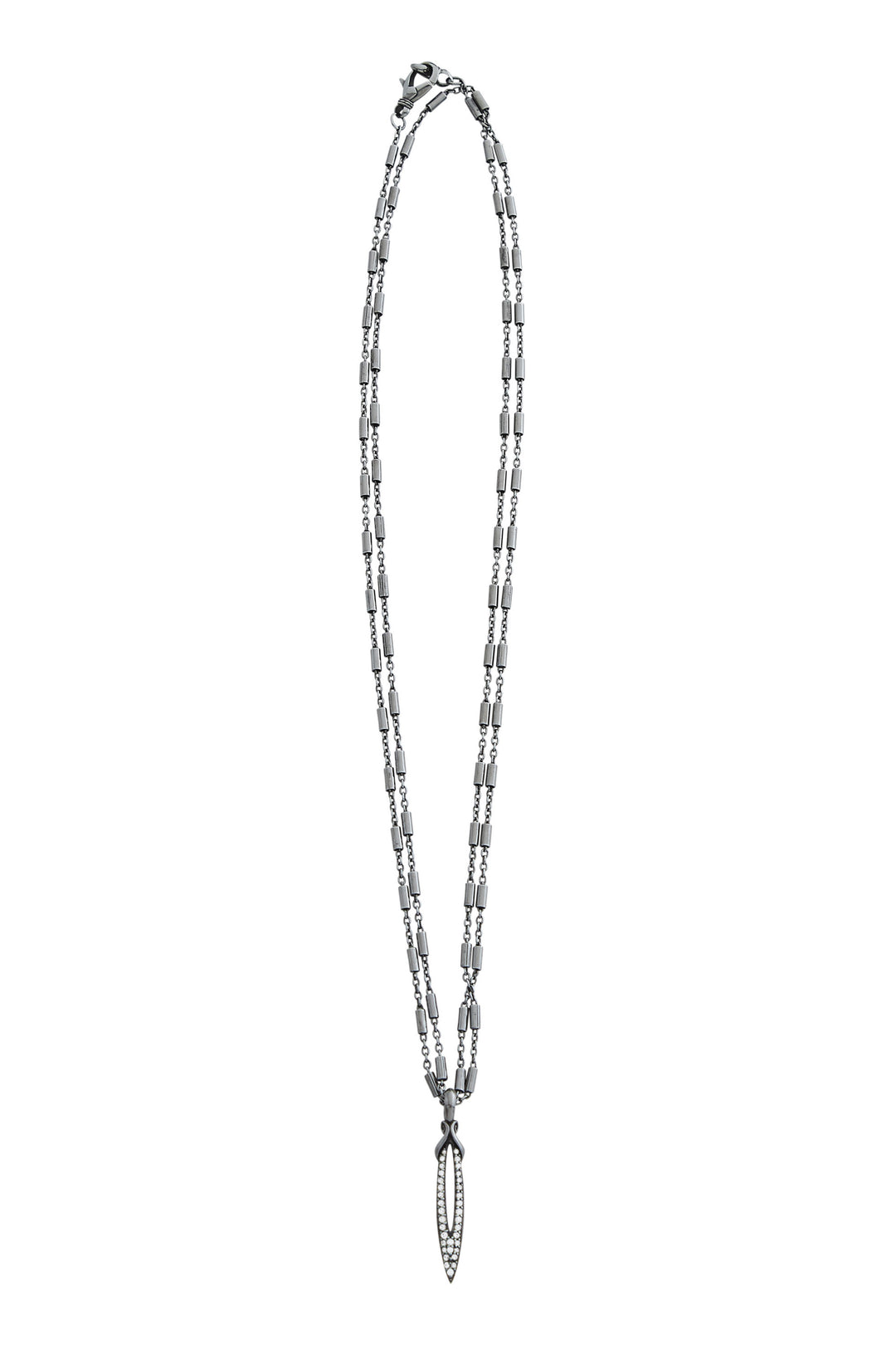 Stiletto Pavé Bar Chain Pendant - Black Ruthenium Vermeil + CZ Blanc