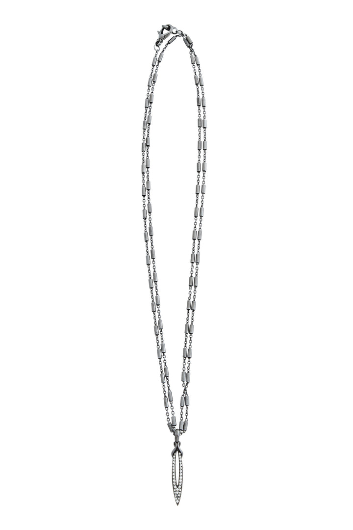 Stiletto Pavé Bar Chain Pendant - Black Ruthenium Vermeil + CZ Blanc