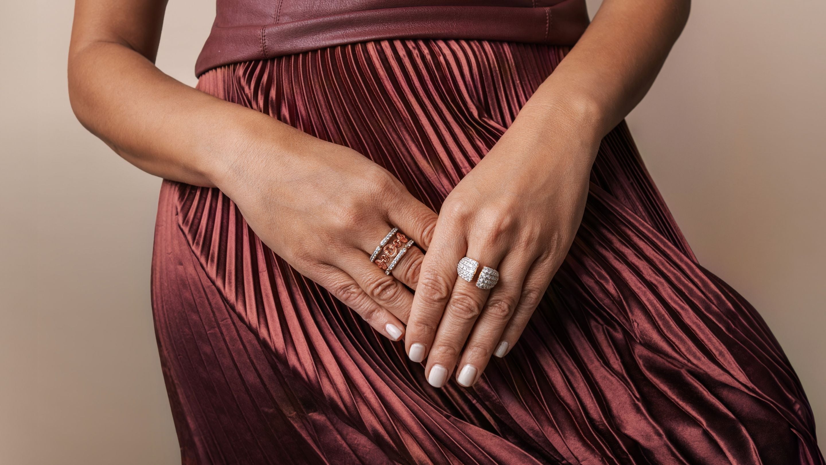 Ana Welsh wearing REALM Spirit Stack Rings — jewelry inspired by real women.