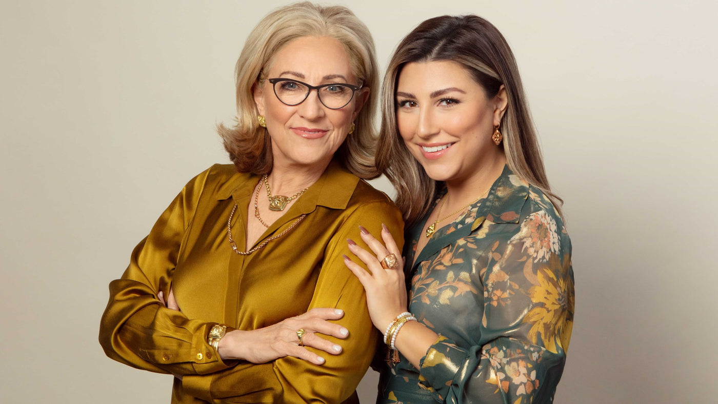 REALM Founder + Designer Ann King Lagos and her daughter Kate wear jewelry from the INSIGNIA collection
