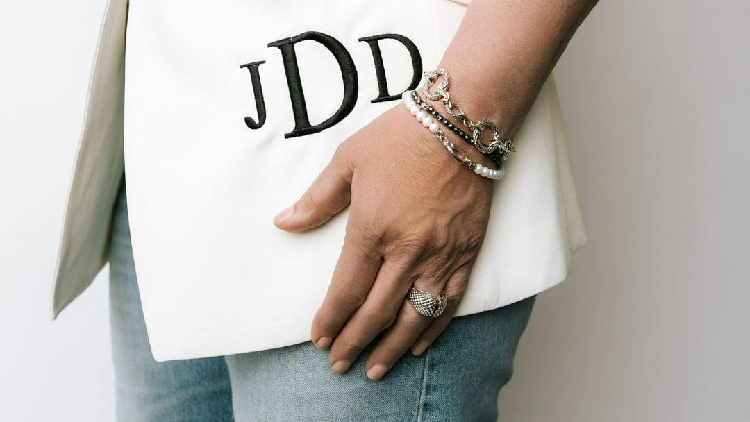 REALM Hematite jewelry — deep, faceted bracelets and necklaces for the woman who finds power in understated beauty