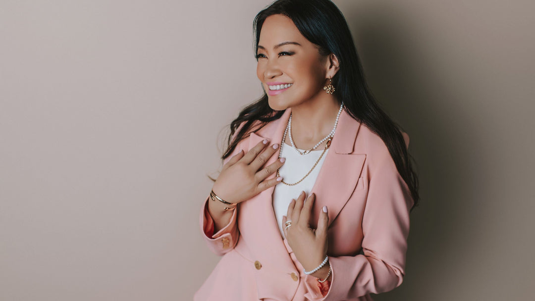 Vanda wears rose gold jewelry from REALM