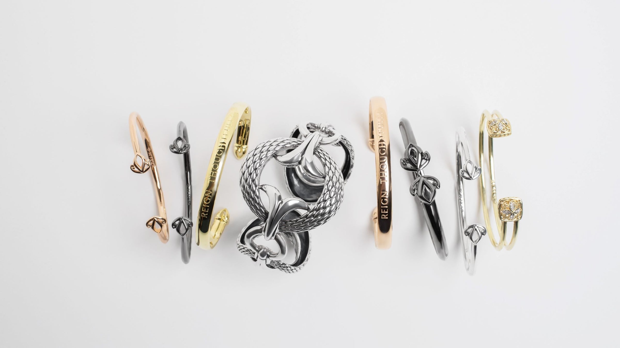 Delicate to daring styles of gold, silver, rose gold bracelets from REALM