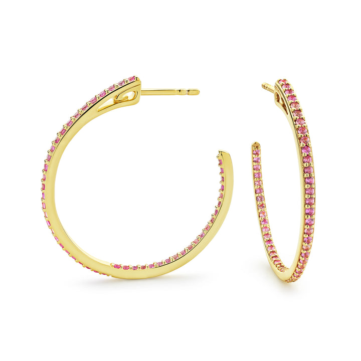 Spirit Pavé Hoop Earring 32mm - 18K Gold Vermeil + CZ Rose
