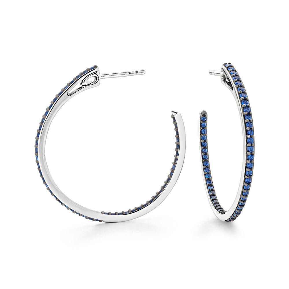 silver blue pave medium hoop