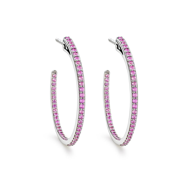 Spirit Pavé Hoop Earring 32mm - Sterling Silver + CZ Rose