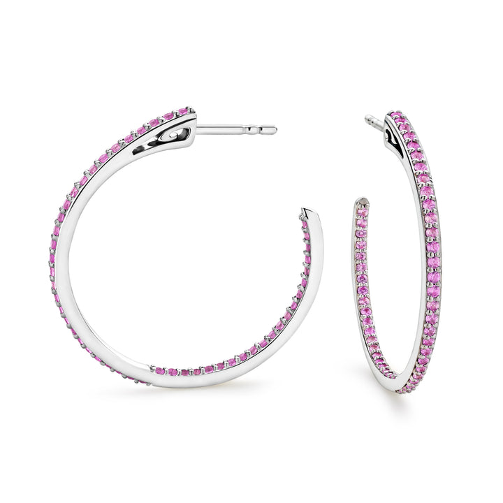 Spirit Pavé Hoop Earring 32mm - Sterling Silver + CZ Rose