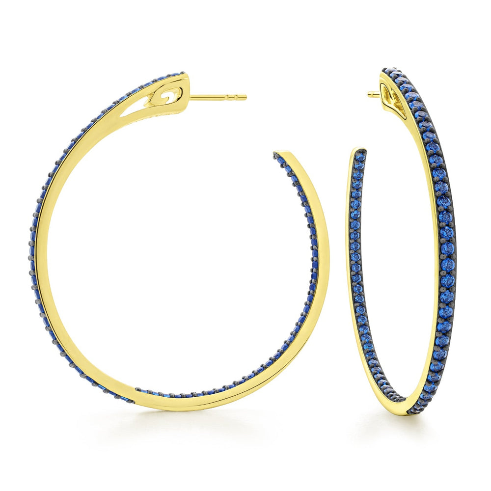 gold vermeil blue pave large hoop