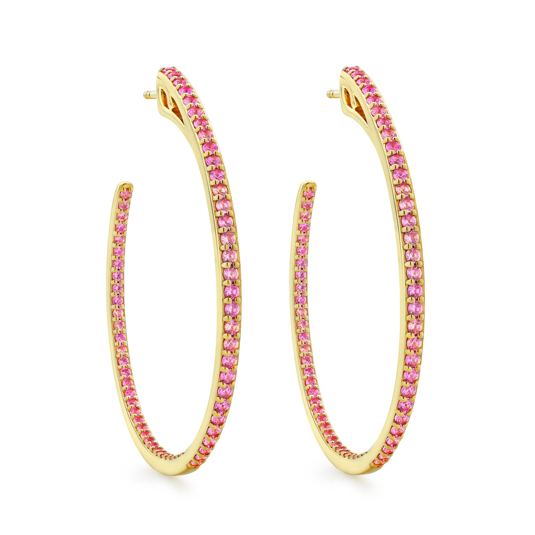 Spirit Pavé Hoop Earring 45mm - 18K Gold Vermeil + CZ Rose
