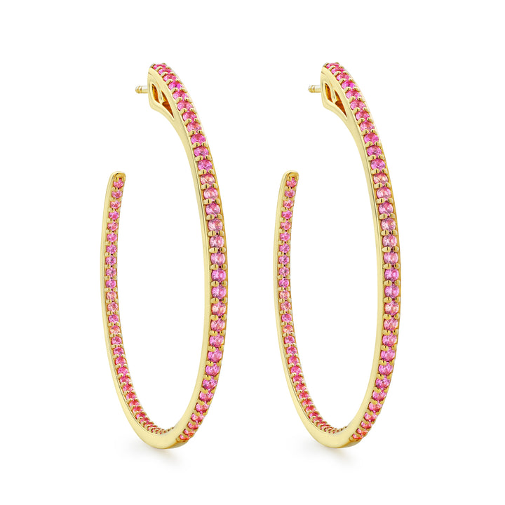 Spirit Pavé Hoop Earring 45mm - 18K Gold Vermeil + CZ Rose