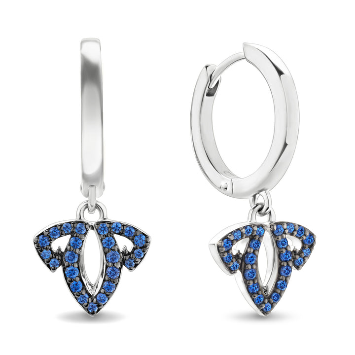 Tiara Pavé Charm Hoop Earring - Sterling Silver + CZ Azure