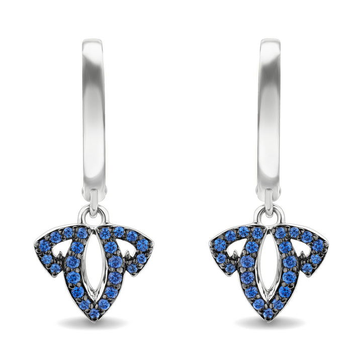 Tiara Pavé Charm Hoop Earring - Sterling Silver + CZ Azure