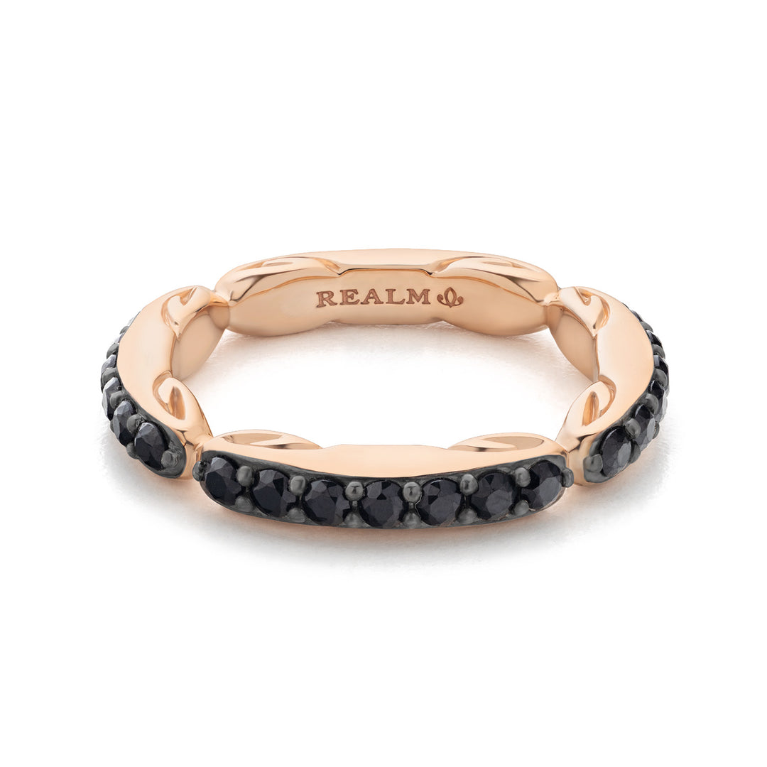 Ever Pavé Stack Ring 3.25mm - 18K Rose Gold Vermeil + CZ Noir