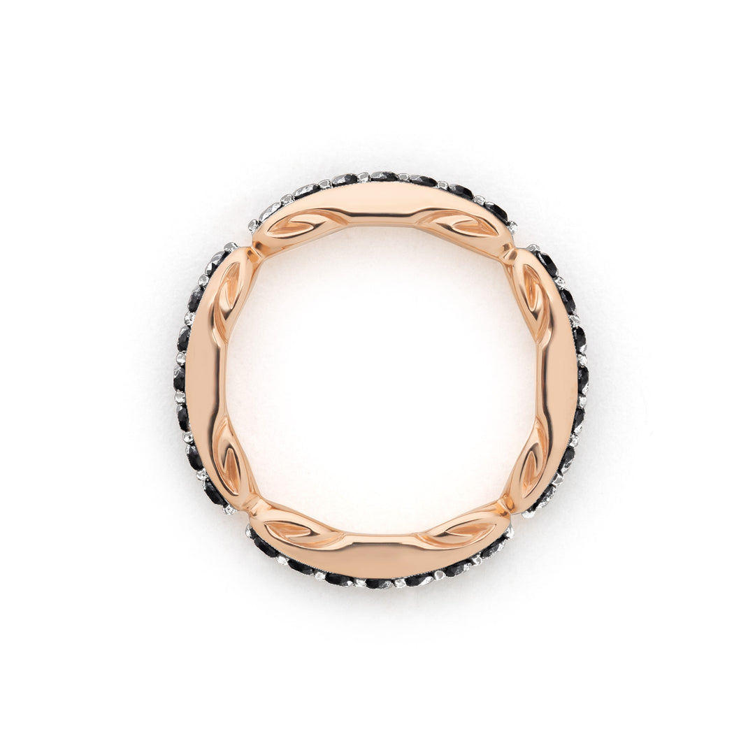 Ever Pavé Stack Ring 3.25mm - 18K Rose Gold Vermeil + CZ Noir