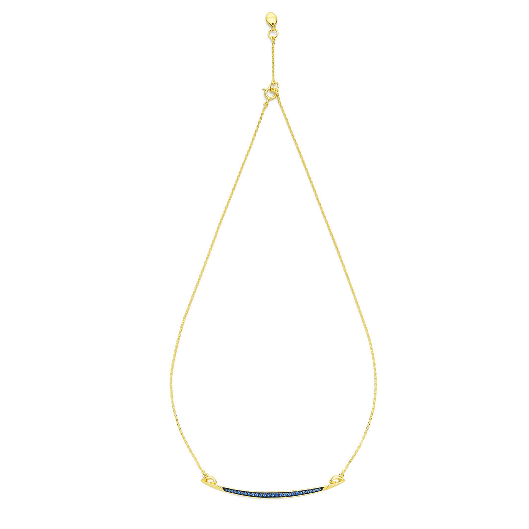 Crescent Pavé Necklace Large - 18K Gold Vermeil + CZ Azure