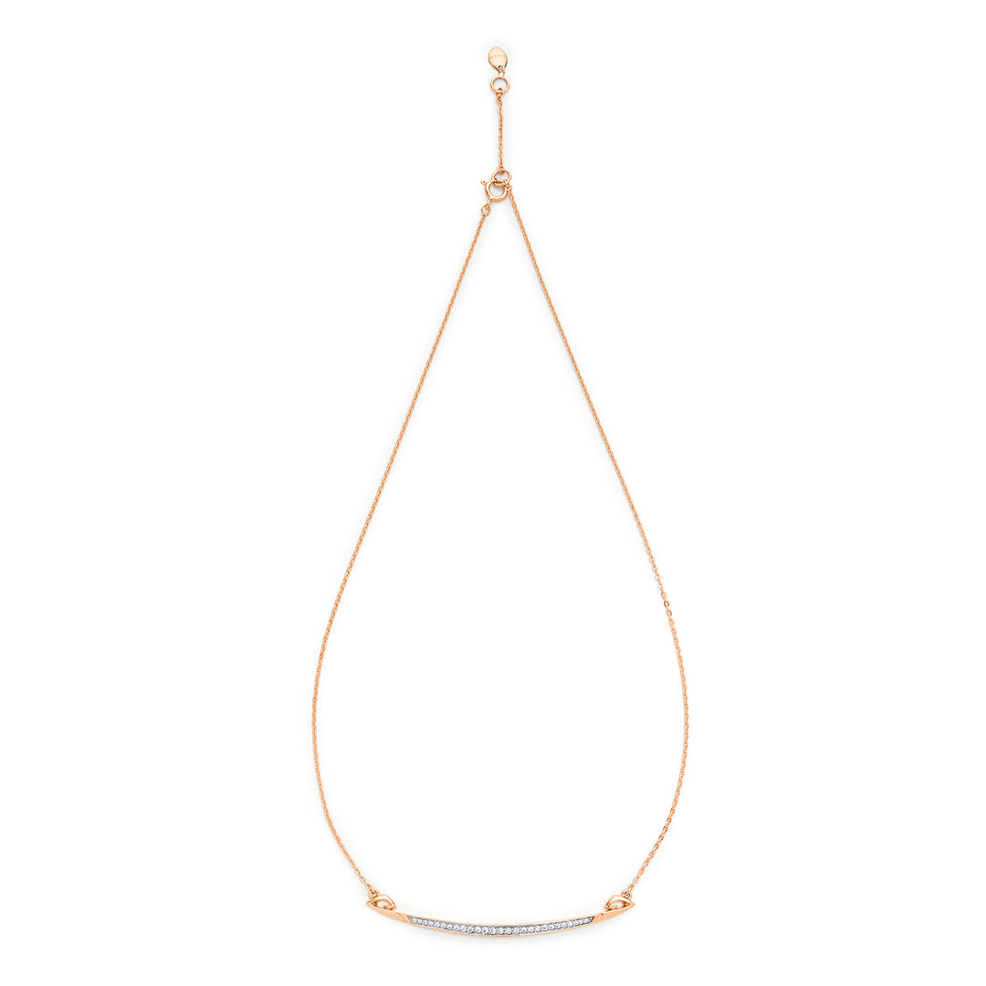 Crescent Pavé Necklace Large - 18K Rose Gold Vermeil + CZ Blanc