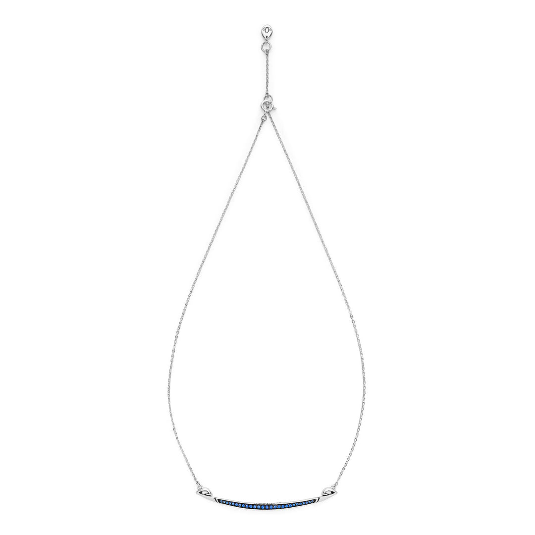 Crescent Pavé Necklace Large - Sterling Silver + CZ Azure