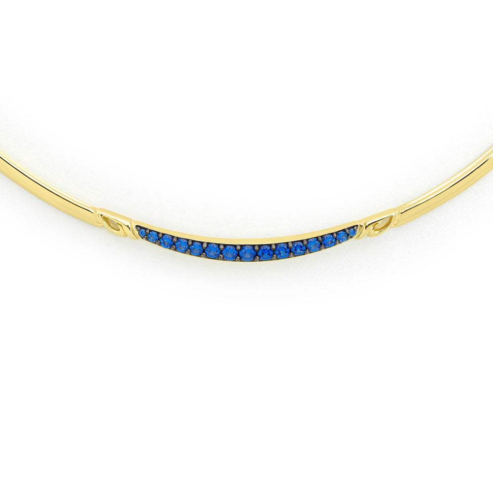 gold choker with blue stones