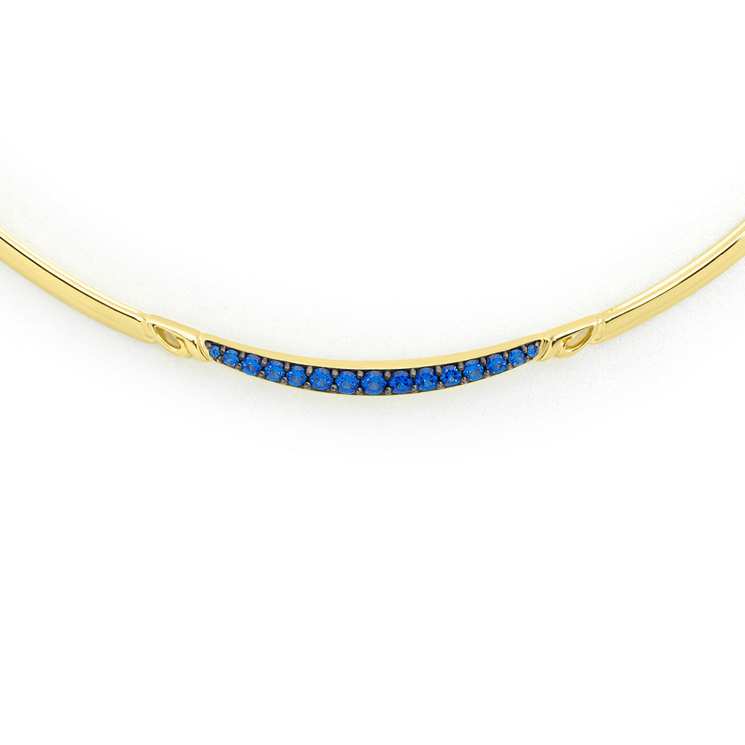 gold choker with blue stones
