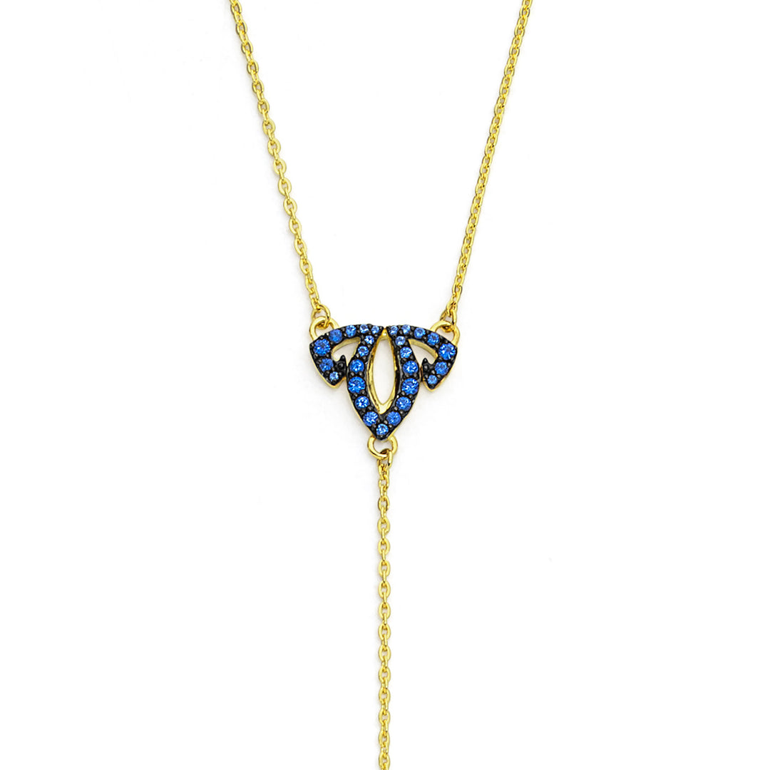 Tiara Pavé Y Necklace - 18K Gold Vermeil + CZ Azure