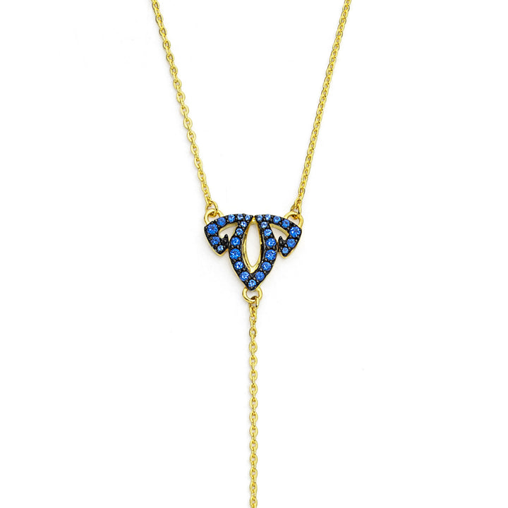 Tiara Pavé Y Necklace - 18K Gold Vermeil + CZ Azure