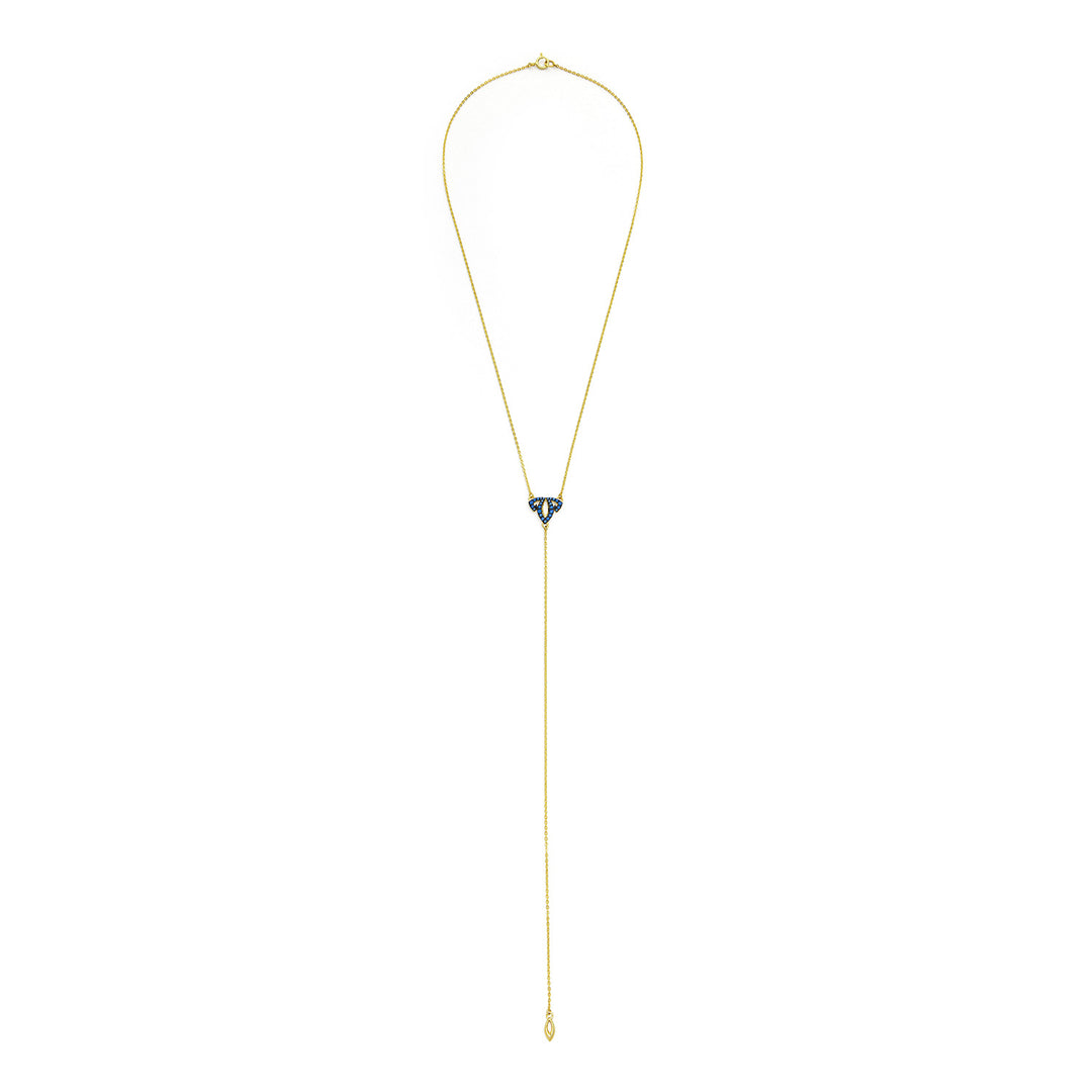 Tiara Pavé Y Necklace - 18K Gold Vermeil + CZ Azure