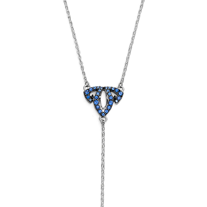 Tiara Pavé Y Necklace - Sterling Silver + CZ Azure