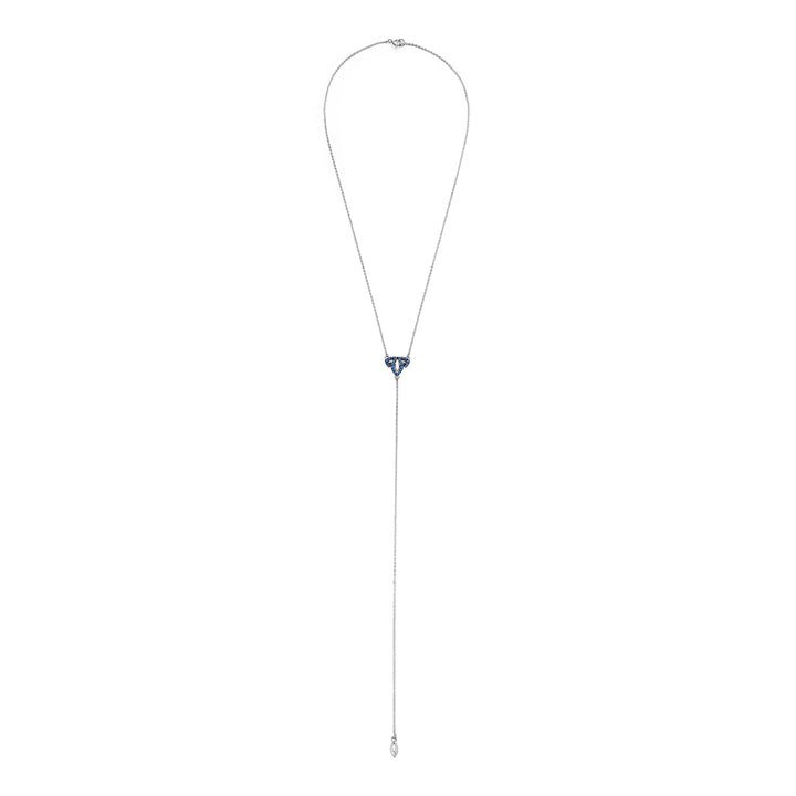 Tiara Pavé Y Necklace - Sterling Silver + CZ Azure