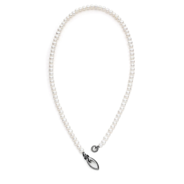Everyday Pearl Necklace 18" - Black Ruthenium Vermeil + CZ Noir