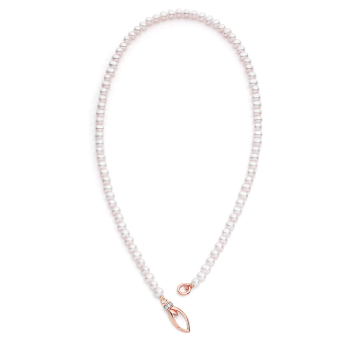 Everyday Pearl Necklace 18" - 18K Rose Gold Vermeil + CZ Blanc