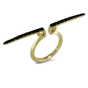 Sceptre Linea Pavé Median Ring 18K Gold Vermeil CZ -Noir 02-242-GPBZ5 REALM