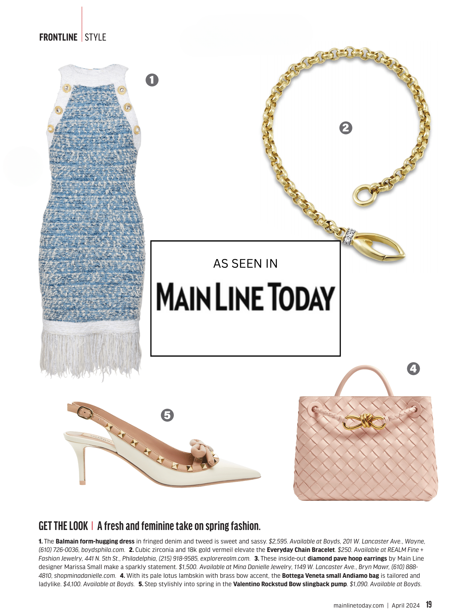 Main Line Today magazine features REALM Everyday Chain Bracelet - April 2024 issue