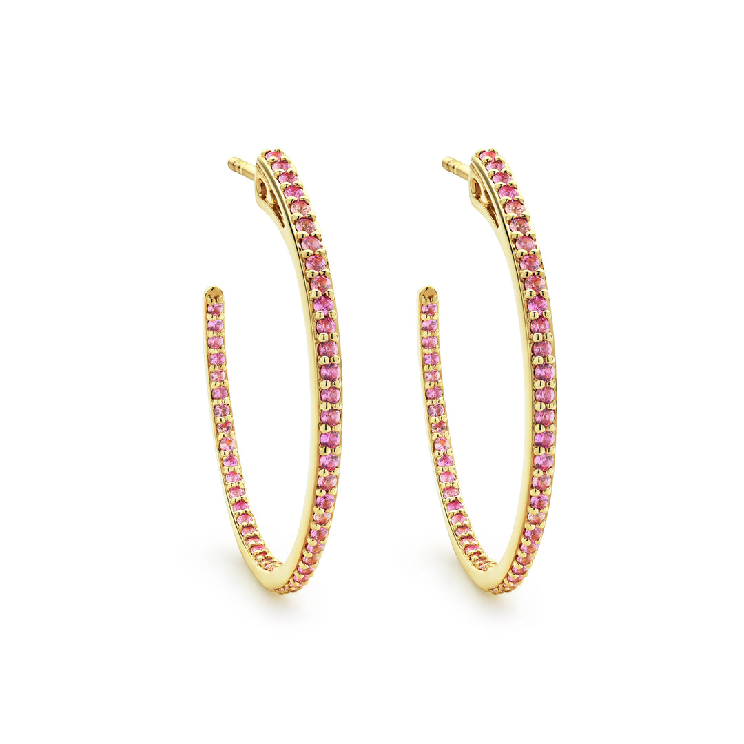 Spirit Pavé Hoop Earring 32mm - 18K Gold Vermeil + CZ Rose