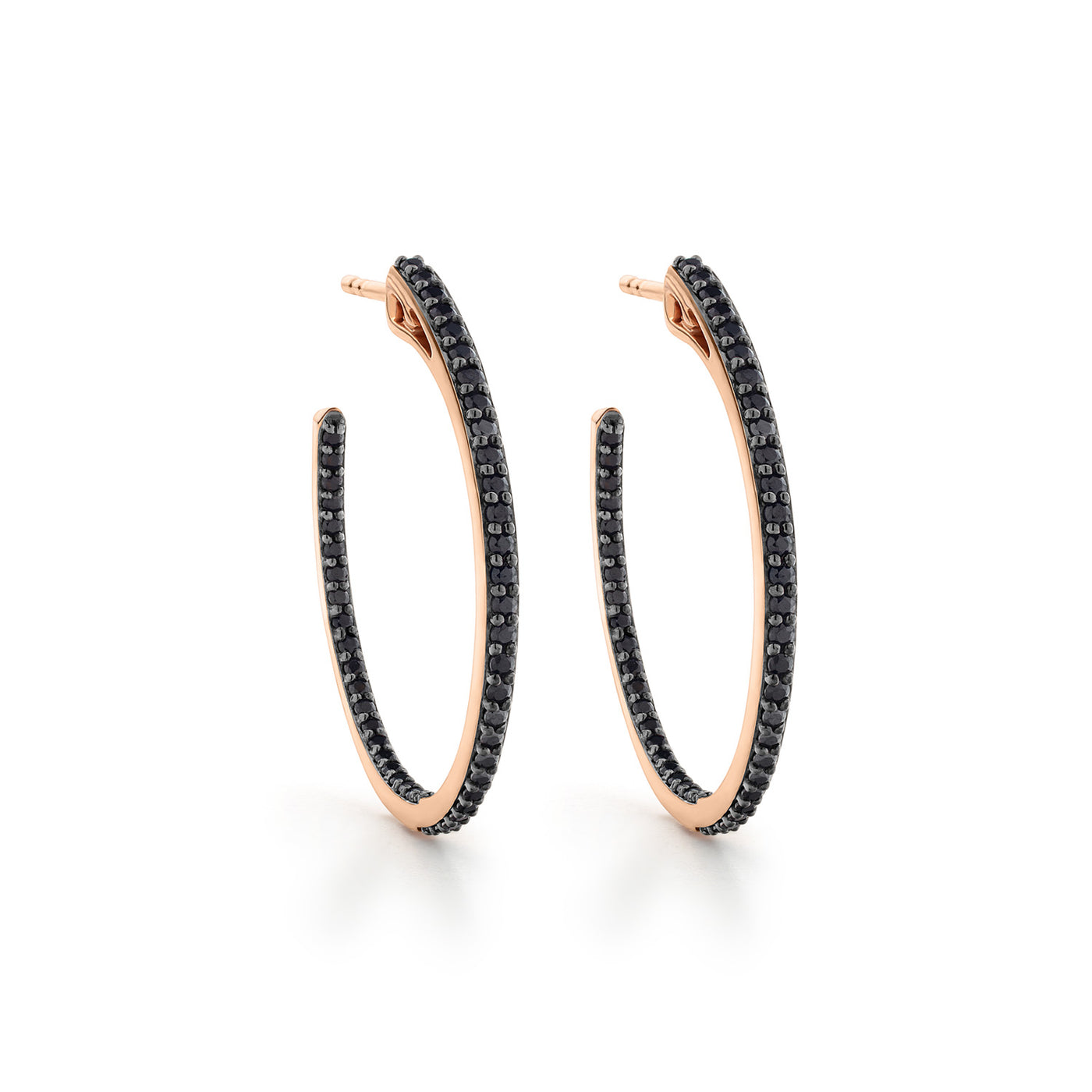 black pave hoop earrings