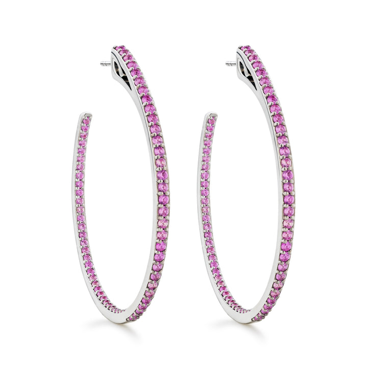 Spirit Pavé Hoop Earring 45mm - Sterling Silver + CZ Rose